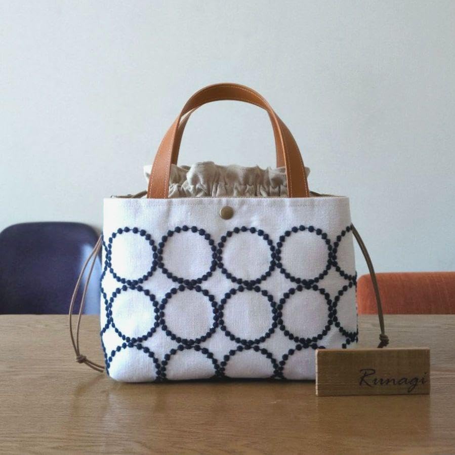 あおりポケットの巾着バッグ＊ミナペルホネン 1560】あおりポケットの